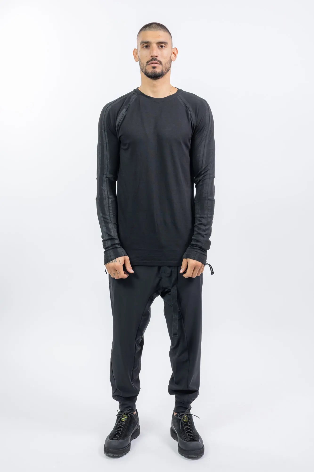 Mens Long-Sleeve MTS907 Regular Fit Hand Painted Black - Thom Krom