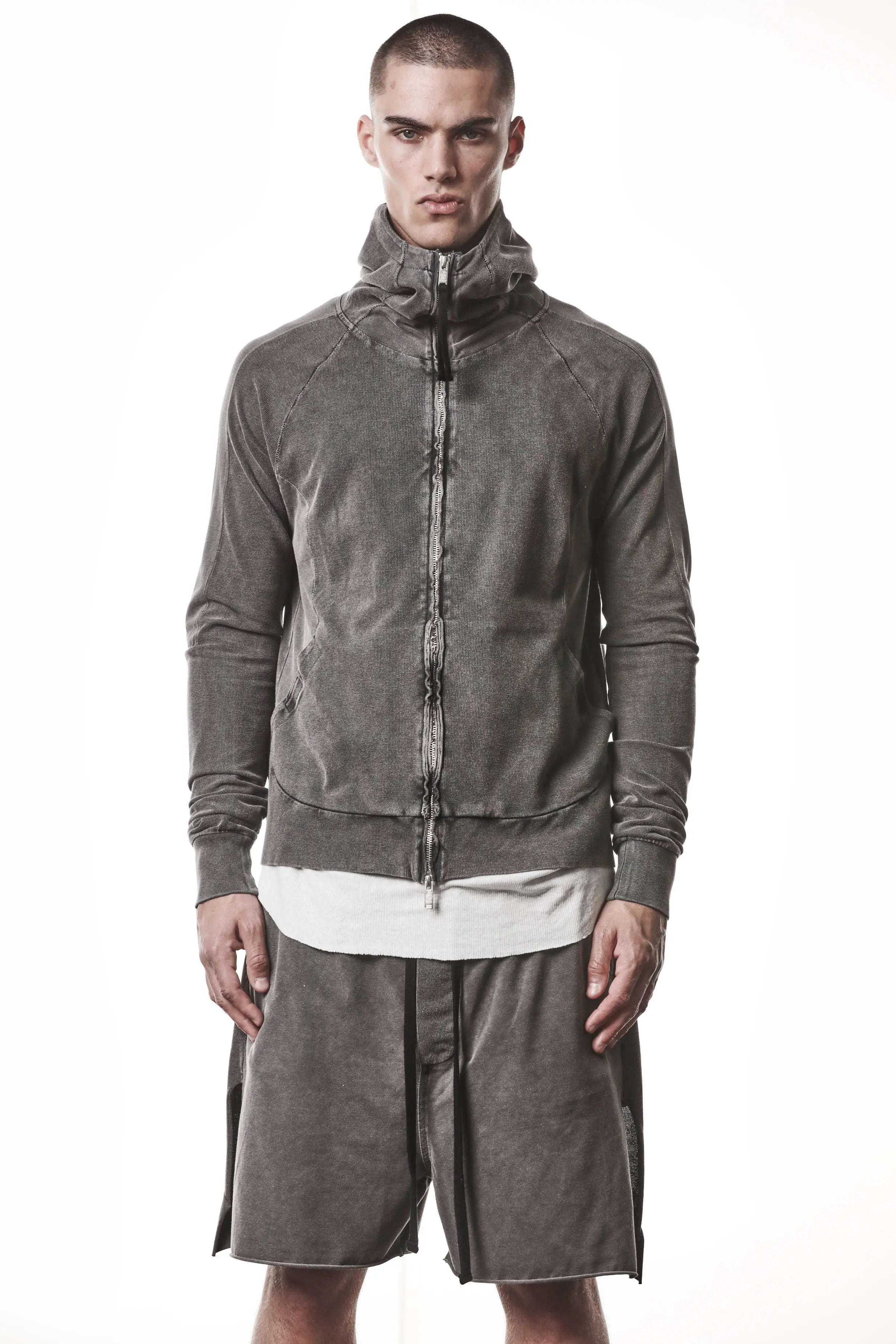 Mens Jacket MSJ694 Two-way Zip, Hooded - Dark Used Grey - Thom