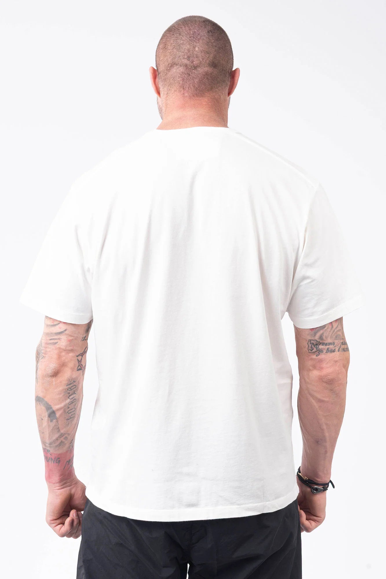 C.P. Company, Mens T-Shirt, White, Blue, Chester Perry, Massimo Osti, Blue Print, Chest and Back Print, Short Sleeves, Cotton Jersey, 100% Cotton, Hand Sprayed, Ribbed Neck and Cuffs, Crew Neck, Back Portrait. 