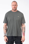 C.P. Company, Mens T-Shirt, Gunmetal 921, Grey, Gray, Short Sleeves, Ribbed Hems and Neck, Chest Logo Print, Organic Cotton, Garment Dyed, Chester Perry, Massimo Osti, Front Portrait. 