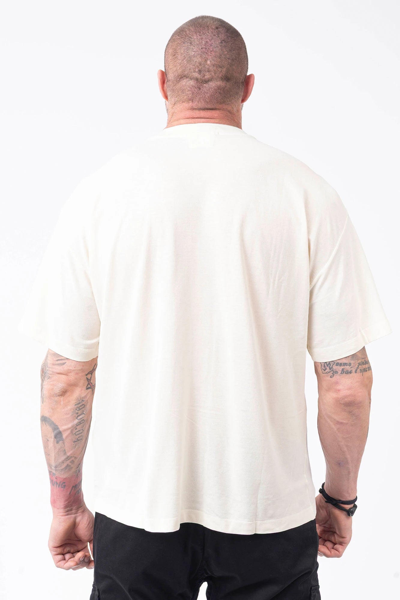 C.P. Company, Mens T-Shirt, White, Frozen Dew 114, Organic Cotton, One Color, Crew Neck, Round Neck, 100% Cotton, Ribbed Neckline and Sleeve Ends, Chester Perry, Massimo Osti, Made in Italy, Back Portrait. 