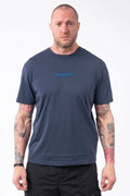 C.P. Company, Mens T-Shirt, Midnight Navy 889, Blue, Chester Perry, Massimo Osti Front and Back Embroidery, Hand Painted Details, Blue Print, CP Company, Short Sleeves, 100% Cotton, Crewneck, Ribbed Neckline, Front Portrait. 