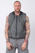 Hamcus, Mens Vest, Washed Grey, Sleeveless, Padded, Full-Zip, Multiple Zip Pockets, Breathable Design, Elastic Drawcord Adjustable Waist, Back Ventilation Cutoff, Centre Zip Closure, Full Zip, Garment Dyed, Insulated, Panel Construction, Front Portrait. 