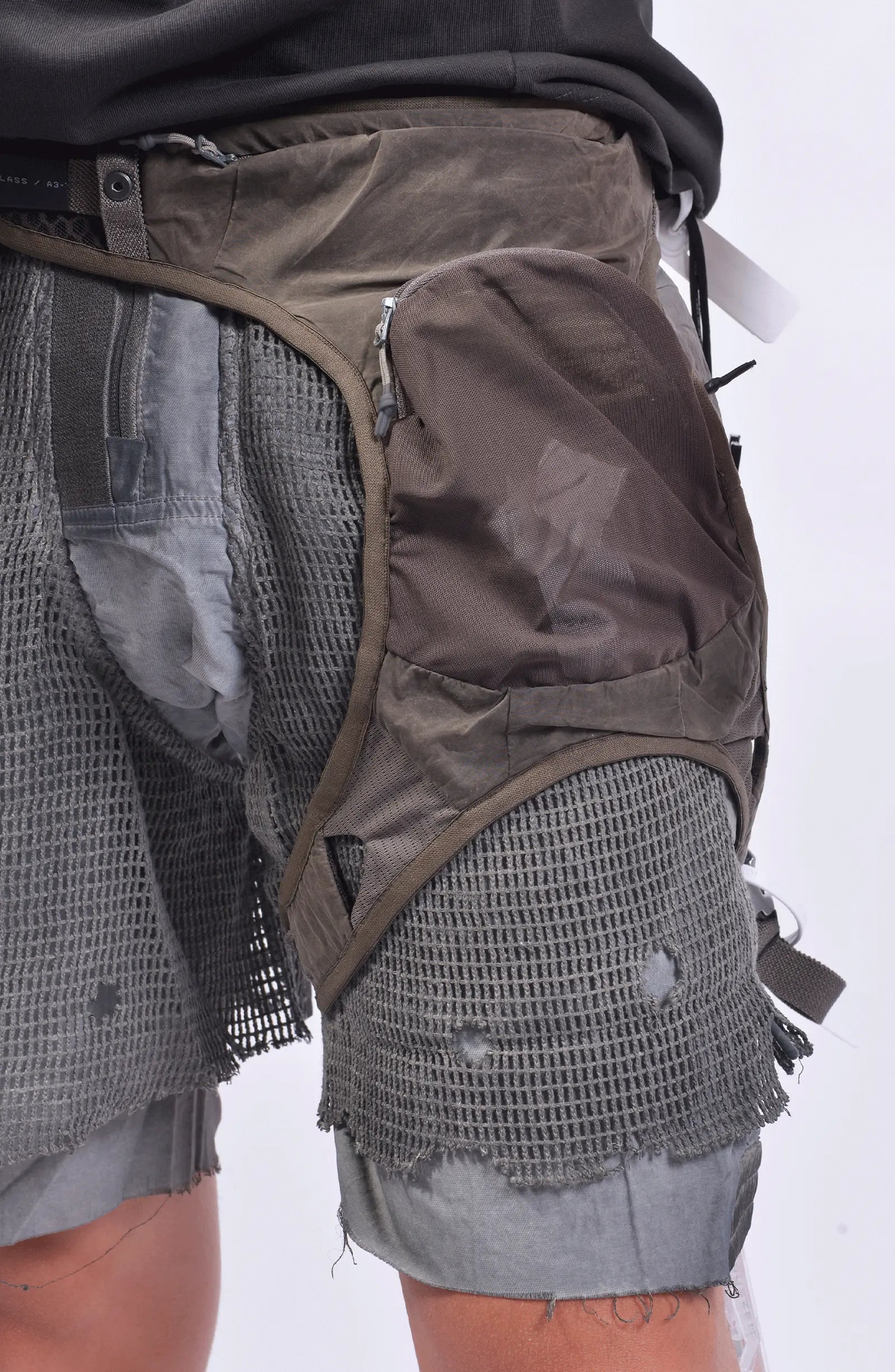 Hamcus, Mens Gun Bag, Leg Bag, Brown, Cargo, Camo, Elastic, Leg Straps, Pockets, Zippers, Mesh, Elastic, Polyester, Buckle, Adjustable, On-Model Photo. 