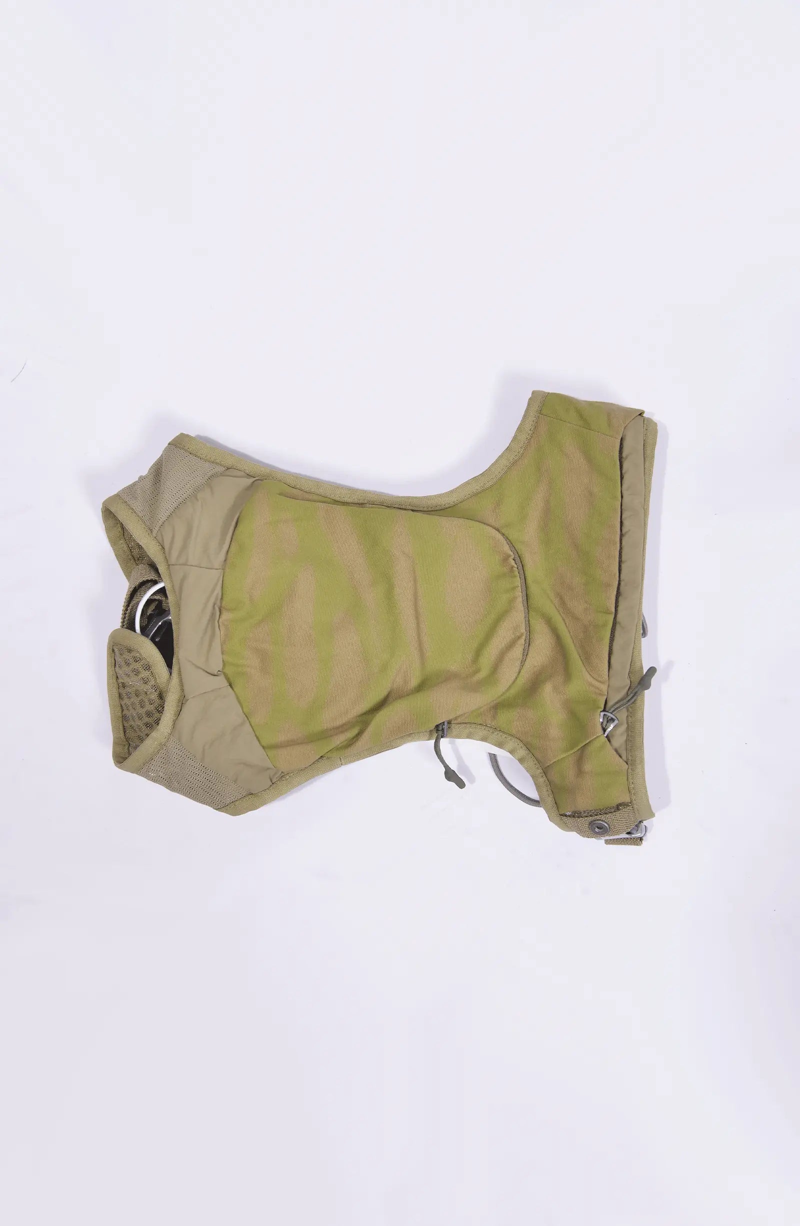 Hamcus, Mens Gun Bag, Yellow, Green, Washed, Camo, Waterproof, Unisex, Elastic, Leg Straps, Pockets, Zippers, Mesh, Elastic, Polyester, Buckle, Adjustable, Top-Down View. 