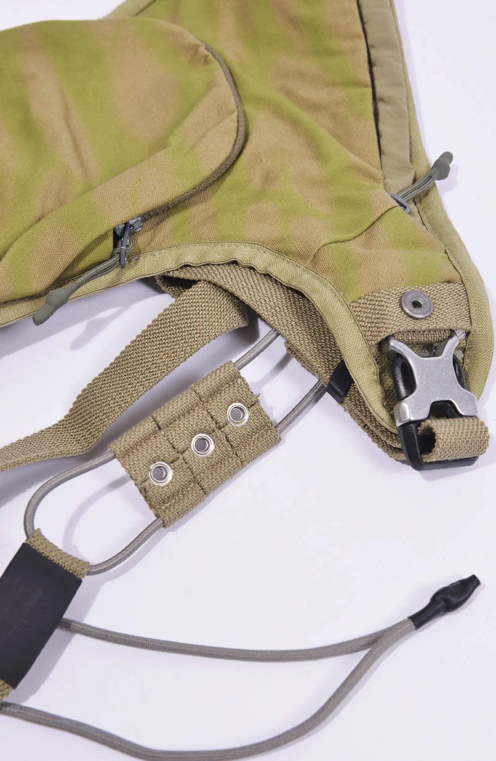 Hamcus, Mens Gun Bag, Yellow, Green, Washed, Camo, Waterproof, Unisex, Elastic, Leg Straps, Pockets, Zippers, Mesh, Elastic, Polyester, Buckle, Adjustable, Buckle Showcase. 