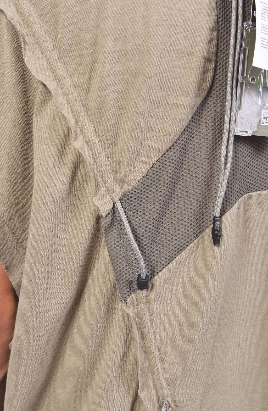 Hamcus, Mens Tanktop, Beige, Bone, Ivory, Creamy White, Off-White, Front Print, Panel Construction, Breathable Mesh, Webbing Details, Dropped Shoulders, Vintage Wash Treatment, Rope Details, Mesh Panels, Tech Top, Mesh Details Close-up. 