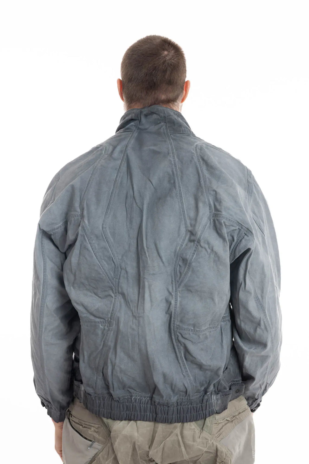 Hamcus, Mens Jacket, Grey, Hamcus EARS-6 Loner's Combat Jacket in Fiend Grey – technical biomimicry design with multiple functional pockets and articulated fit, Side Pockets, Adjustable Cuffs, Snap Closure, Full Zip, Back Portrait. 