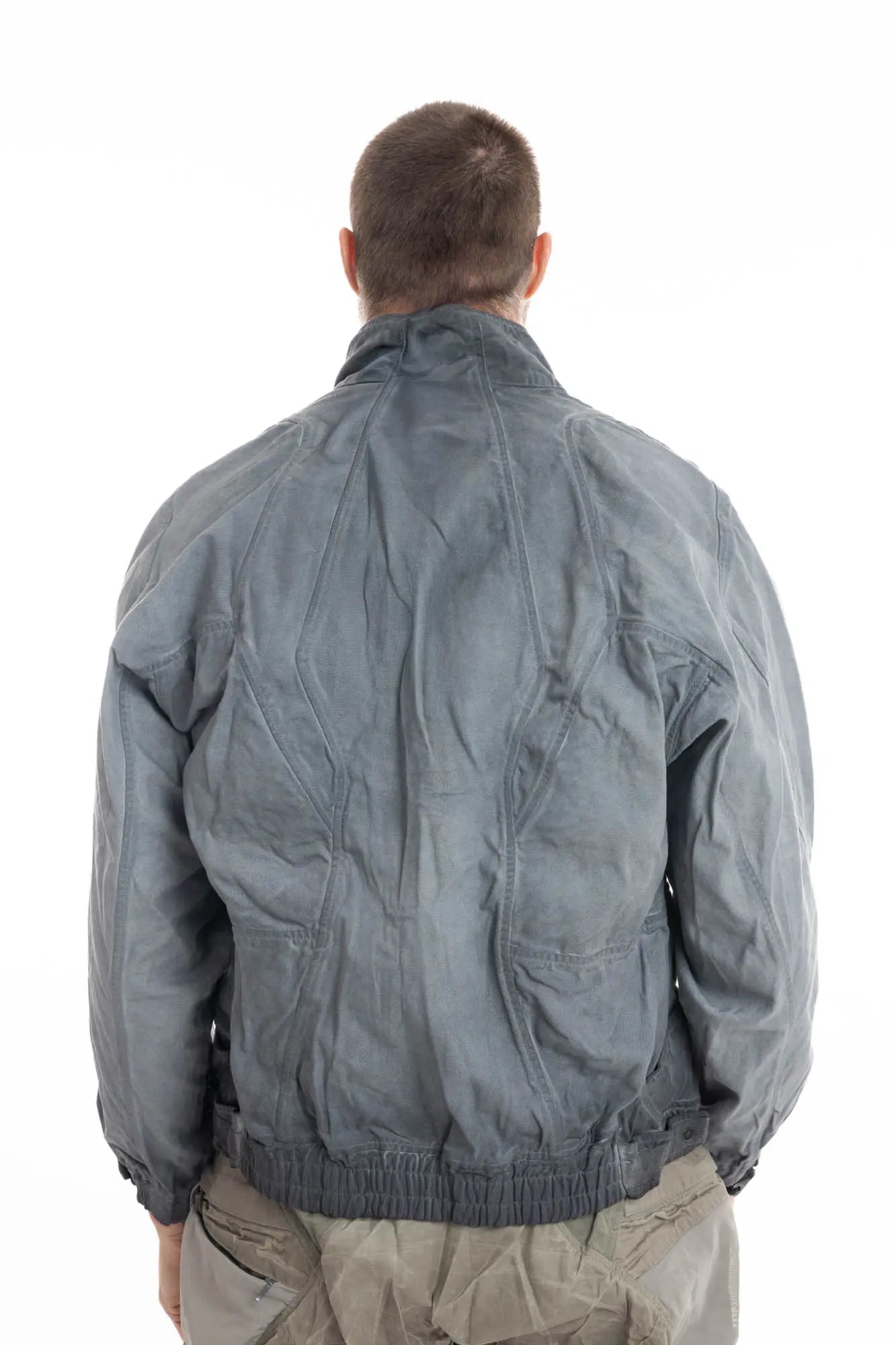 Hamcus, Mens Jacket, Grey, Hamcus EARS-6 Loner's Combat Jacket in Fiend Grey – technical biomimicry design with multiple functional pockets and articulated fit, Side Pockets, Adjustable Cuffs, Snap Closure, Full Zip, Back Portrait. 
