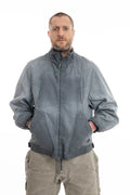 Hamcus, Mens Jacket, Grey, Hamcus EARS-6 Loner's Combat Jacket in Fiend Grey – technical biomimicry design with multiple functional pockets and articulated fit, Side Pockets, Adjustable Cuffs, Snap Closure, Full Zip, Front Portrait Hands in Pockets. 