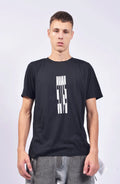 Hamcus, Mens T-Shirt, Black, White Print, Scars Print, Short Sleeves, Back Print, Back Neck Hanger, Panel Construction, 100% Cotton, Organic Cotton, Front Portrait. 