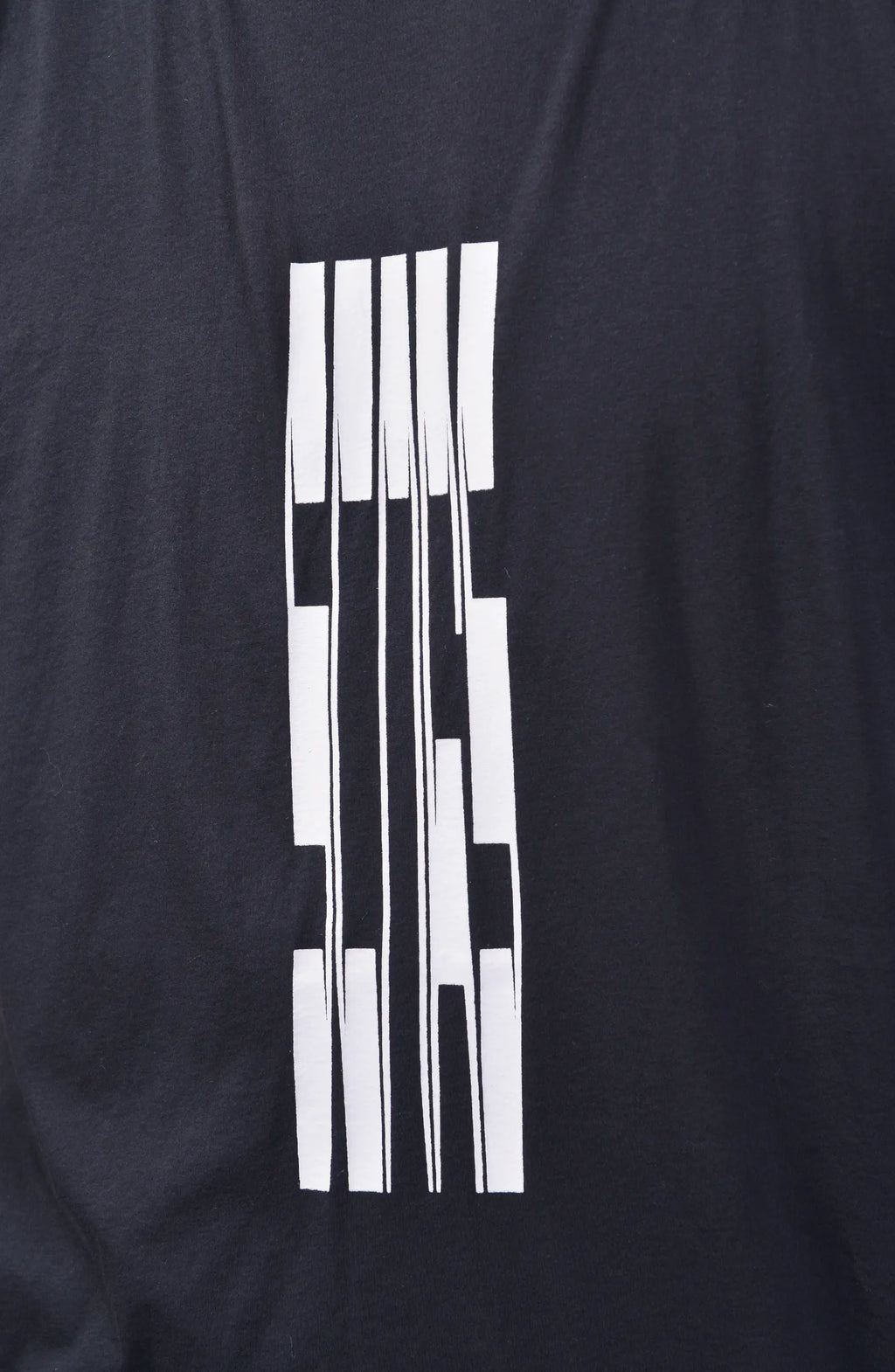 Hamcus, Mens T-Shirt, Black, White Print, Scars Print, Short Sleeves, Back Print, Back Neck Hanger, Panel Construction, 100% Cotton, Organic Cotton, Front Print Close-up. 