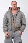 Hamcus, Mens Jacket, Brown, Double Zipper, Two-Way Zippers, Side Pockets, Ribbed Cuffs and Hem, Hooded, Fleece, Water-Resistant, Dyed, Grey Elements, Panel Construction Design, Vislon Zippers, Metal Zippers, Front Portrait. 
