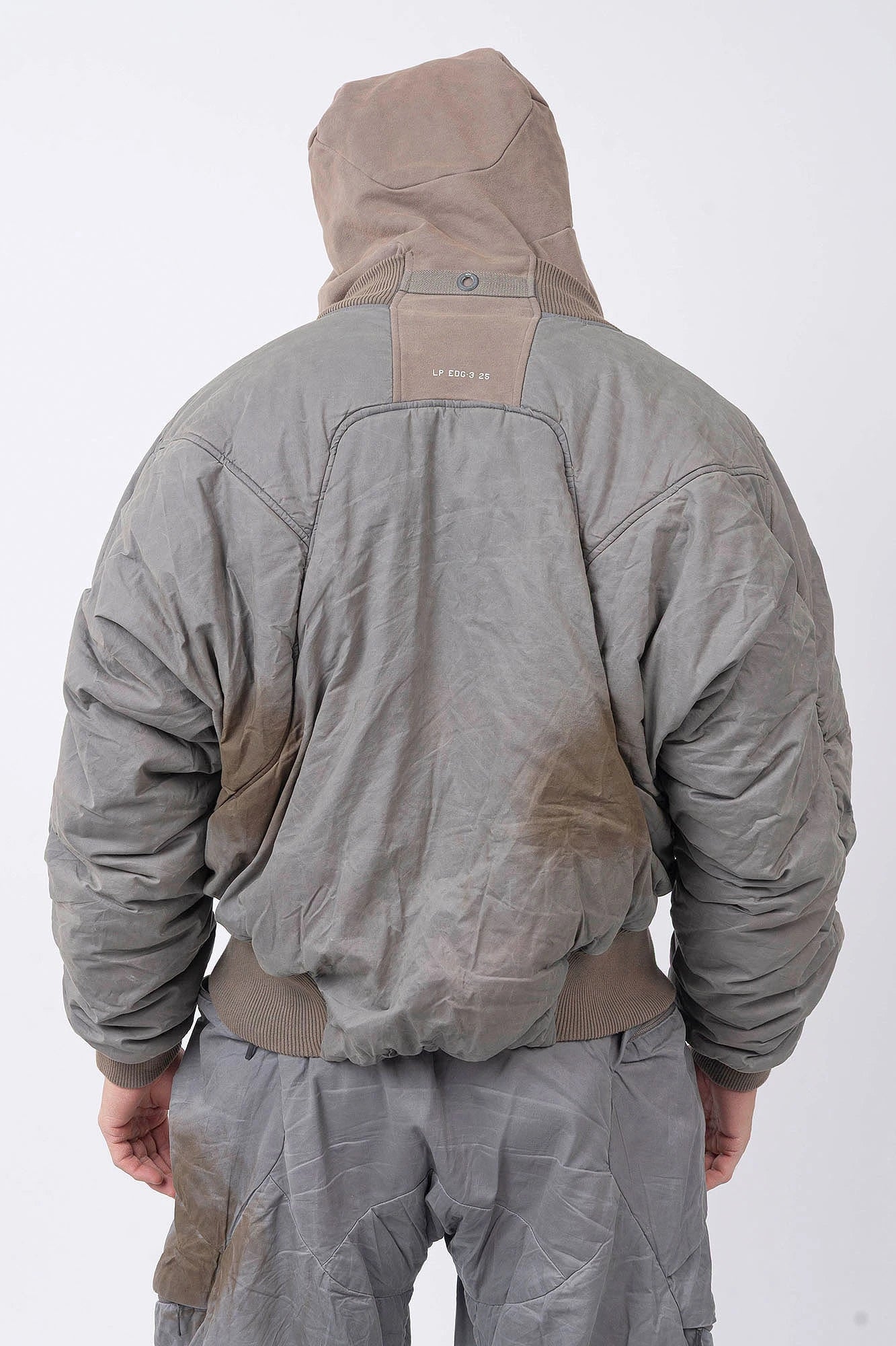 Hamcus, Mens Jacket, Brown, Double Zipper, Two-Way Zippers, Side Pockets, Ribbed Cuffs and Hem, Hooded, Fleece, Water-Resistant, Dyed, Grey Elements, Panel Construction Design, Vislon Zippers, Metal Zippers, Back View Hooded. 