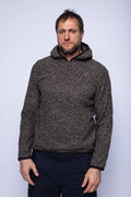 K-Way, Mens Sweatshirt, Black Brown Combo, Hooded, Aviron Wool Blend, Elasticated Hem and Cuffs, Long Sleeves, Melange, Insulated, Thermal, Front Portrait. 