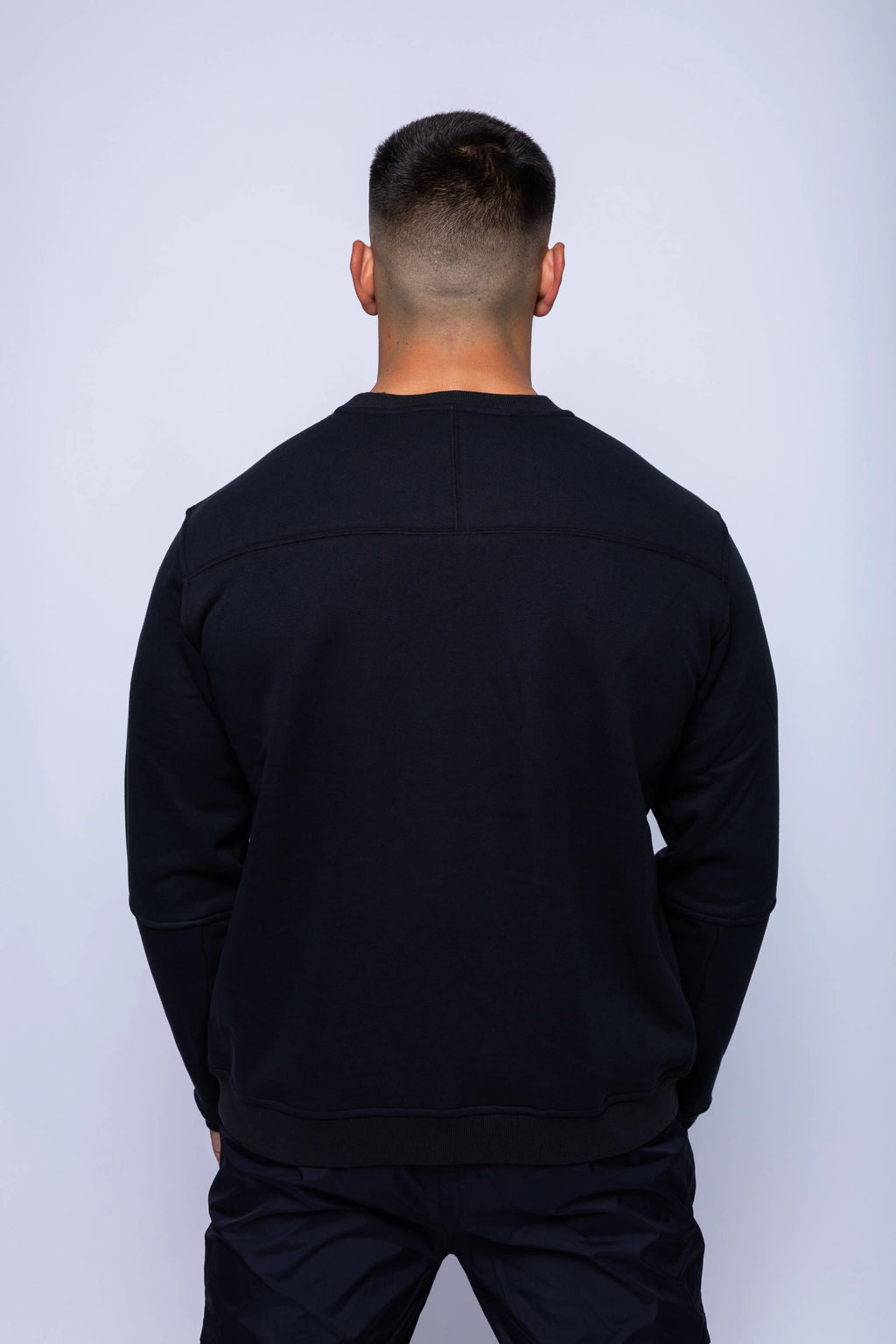 K-Way, Mens Blouse, Black, Long Sleeve Shirt, Ribbed Cuffs and Hem, Elbow Seams, Front Logo Print, Back Portrait. 