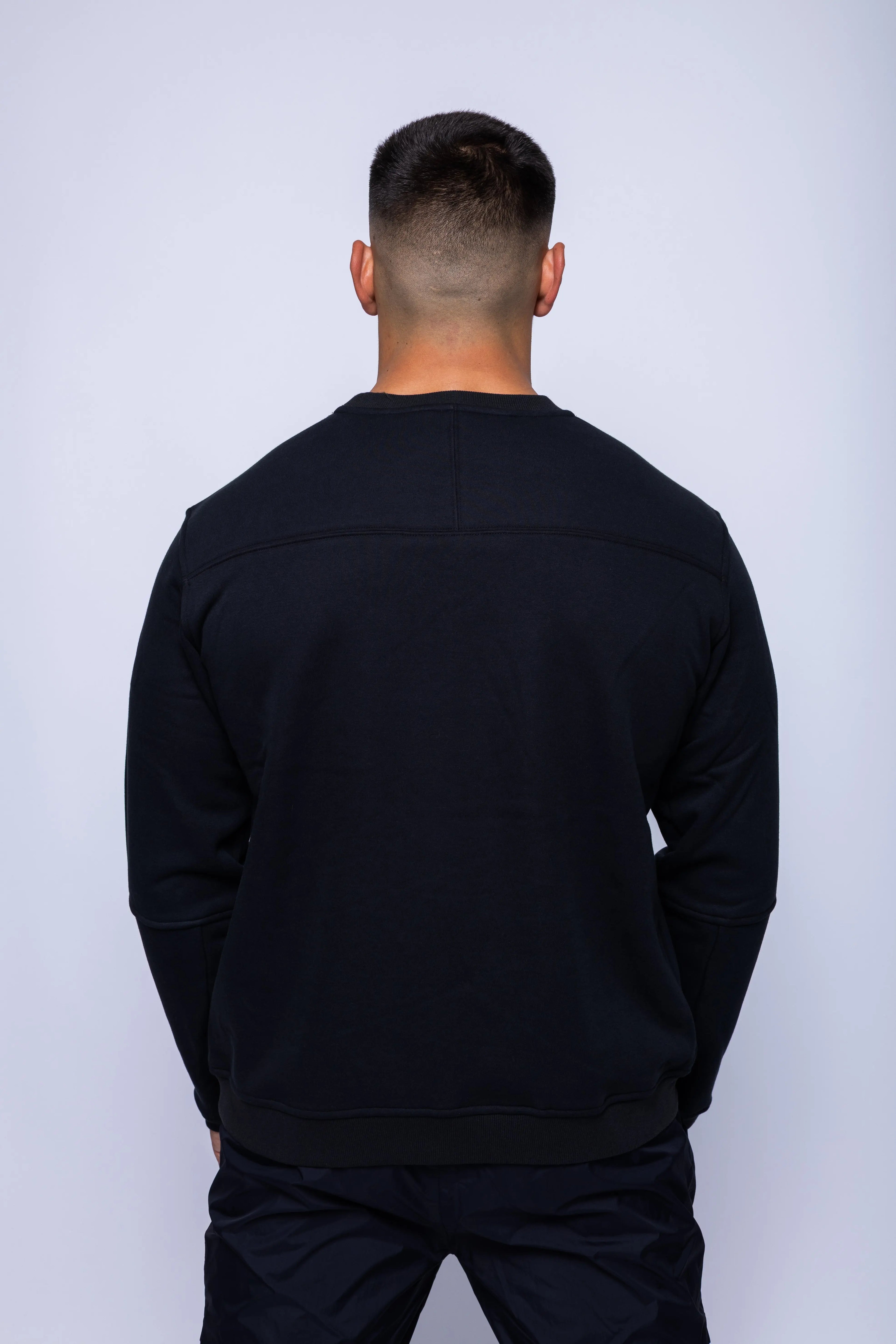 K-Way, Mens Blouse, Black, Long Sleeve Shirt, Ribbed Cuffs and Hem, Elbow Seams, Front Logo Print, Back Portrait. 