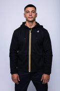 K-Way, Mens Hoodie, Black, Hooded, Full Zip, Long Sleeves, Ribbed Hem and Cuffs, Drawstring Hood, Chest Logo, Side Pockets, Front Portrait. 