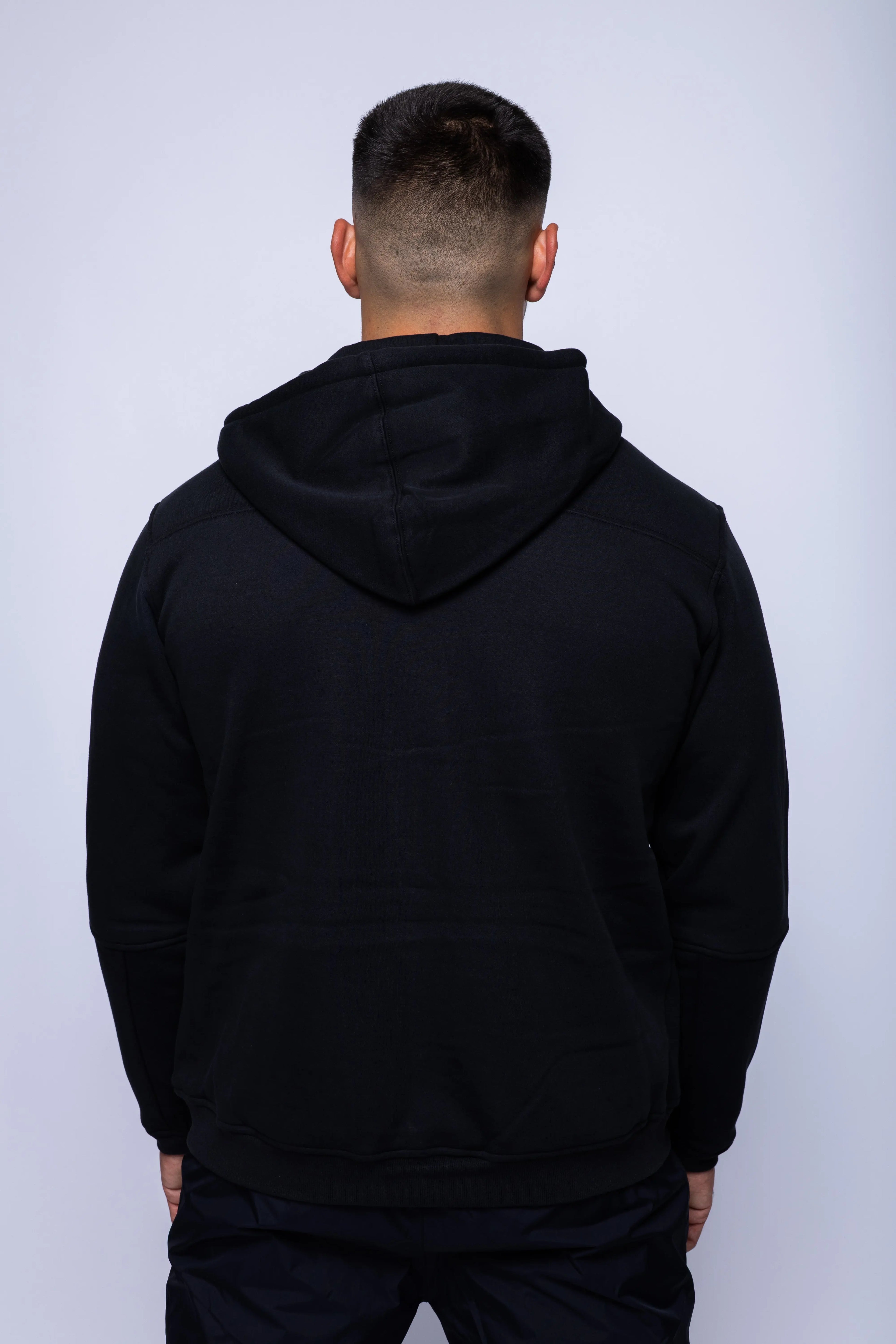 K-Way, Mens Hoodie, Black, Hooded, Full Zip, Long Sleeves, Ribbed Hem and Cuffs, Drawstring Hood, Chest Logo, Side Pockets, Back Portrait. 