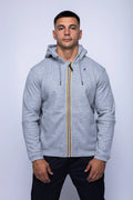 K-Way, Mens Hoodie, Grey Melange, Hooded, Full Zip, Long Sleeves, Ribbed Hem and Cuffs, Drawstring Hood, Chest Logo, Side Pockets, Front Portrait. 