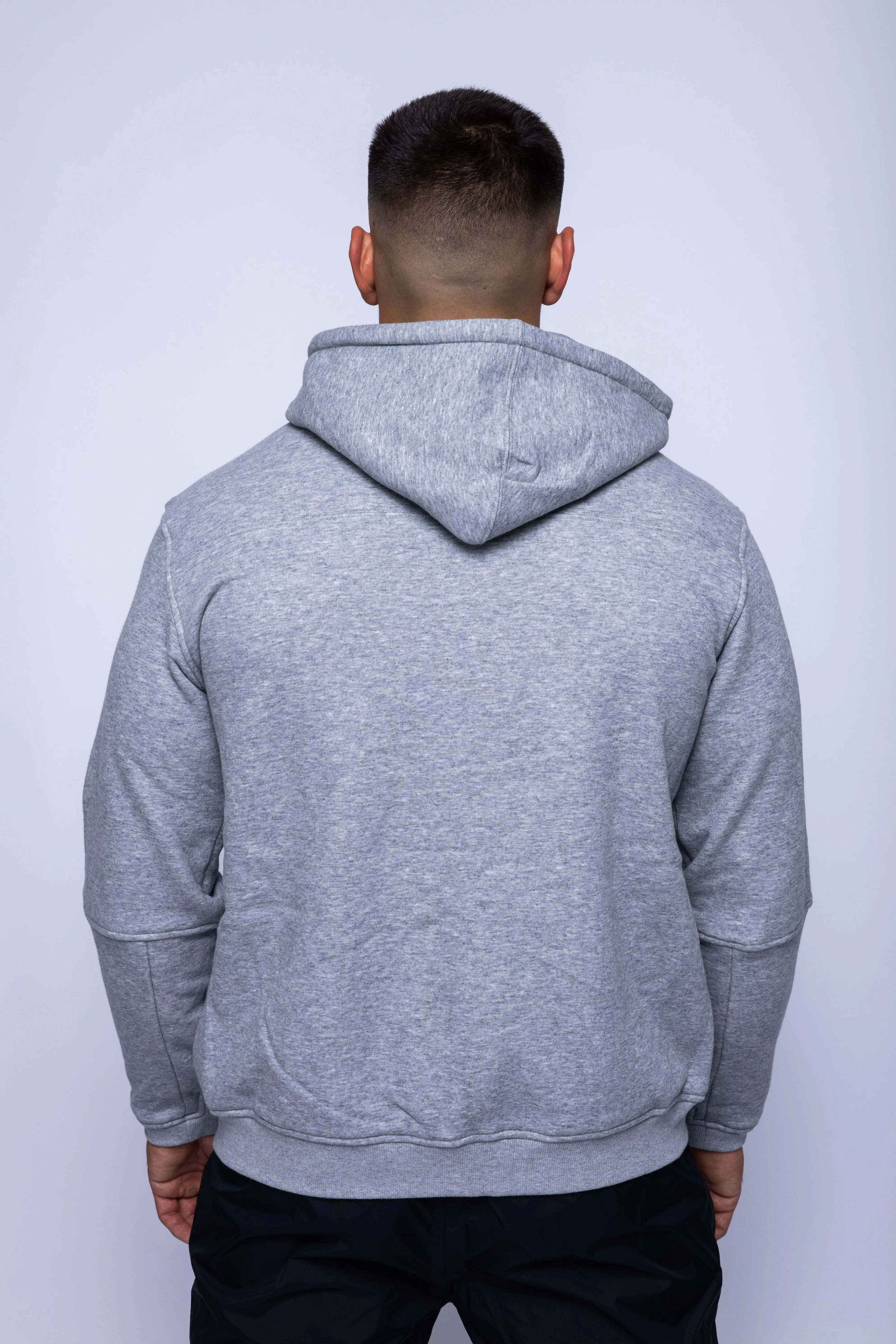 K-Way, Mens Hoodie, Grey Melange, Hooded, Full Zip, Long Sleeves, Ribbed Hem and Cuffs, Drawstring Hood, Chest Logo, Side Pockets, Back Portrait. 