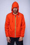 K-Way, Mens Hoodie, Orange, Hooded, Full Zip, Long Sleeves, Ribbed Hem and Cuffs, Drawstring Hood, Chest Logo, Side Pockets, Front Portrait. 