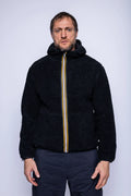 K-Way, Mens Jacket, Black, Polar, Reversible, Double-Faced, Sherpa Quality, Full-Zip, Side Pockets, Long Sleeves, Hooded, Elasticated Cuffs and Hem, Branded Zippers, Front Portrait. 