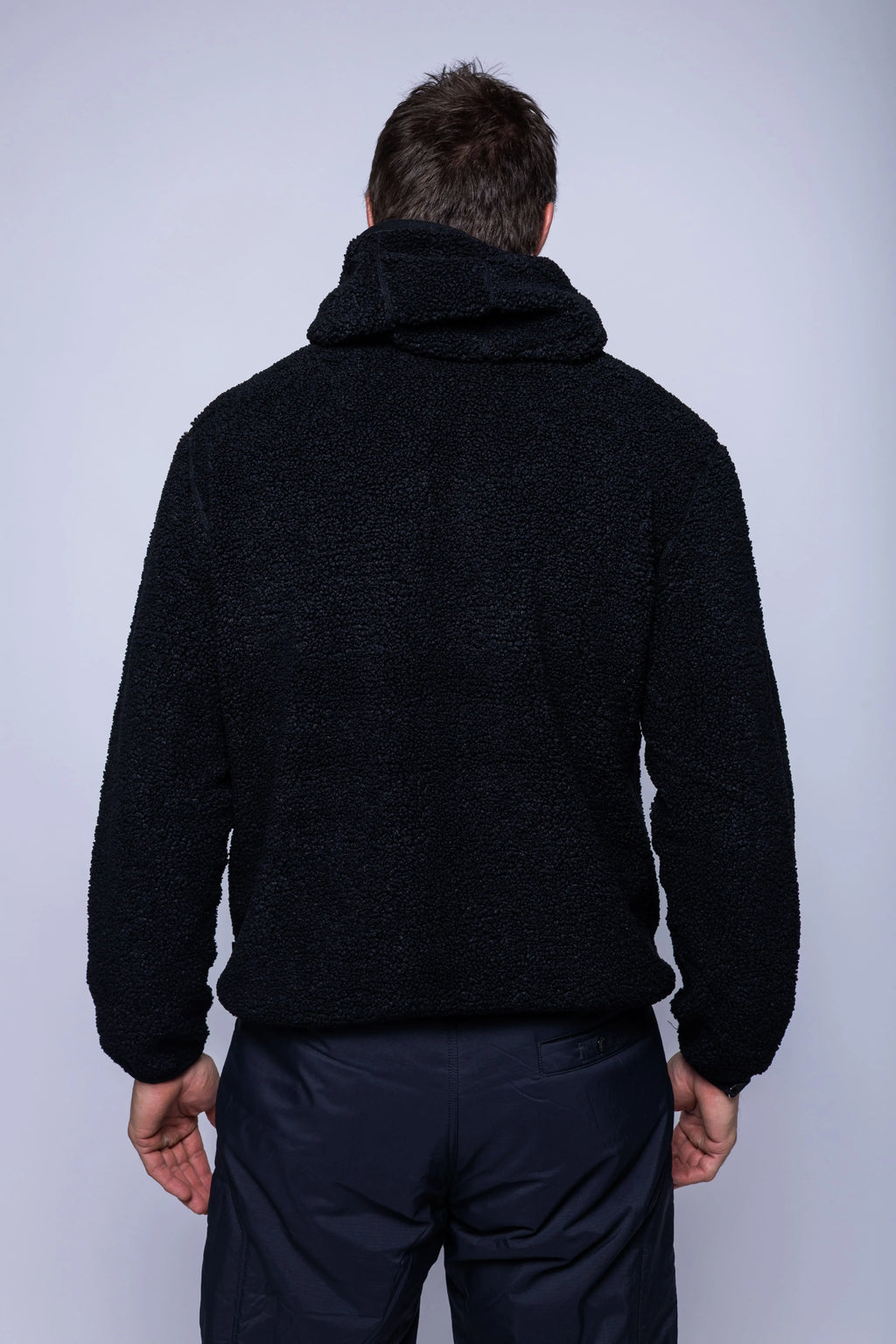 K-Way, Mens Jacket, Black, Polar, Reversible, Double-Faced, Sherpa Quality, Full-Zip, Side Pockets, Long Sleeves, Hooded, Elasticated Cuffs and Hem, Branded Zippers, Back Portrait. 