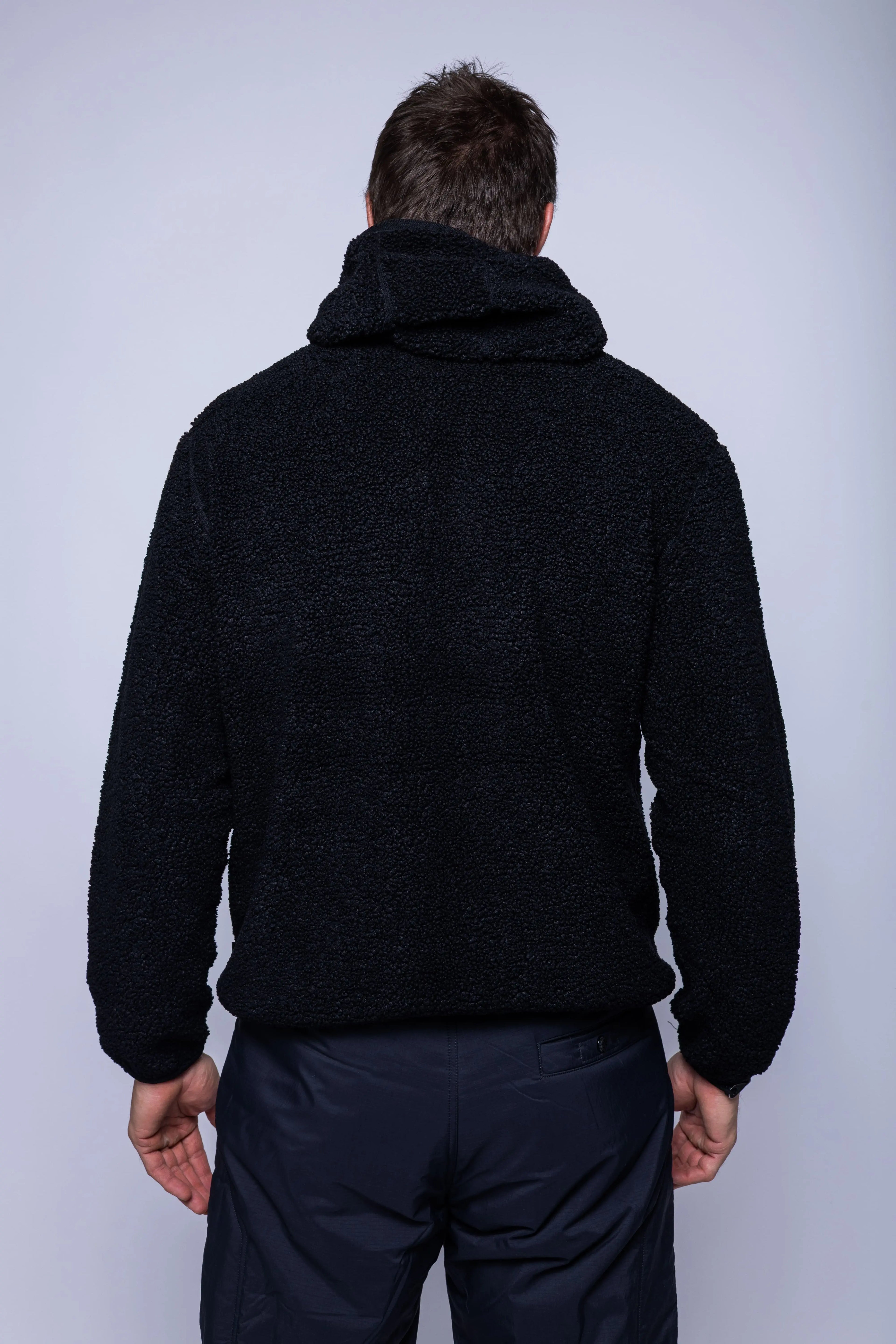K-Way, Mens Jacket, Black, Polar, Reversible, Double-Faced, Sherpa Quality, Full-Zip, Side Pockets, Long Sleeves, Hooded, Elasticated Cuffs and Hem, Branded Zippers, Back Portrait. 