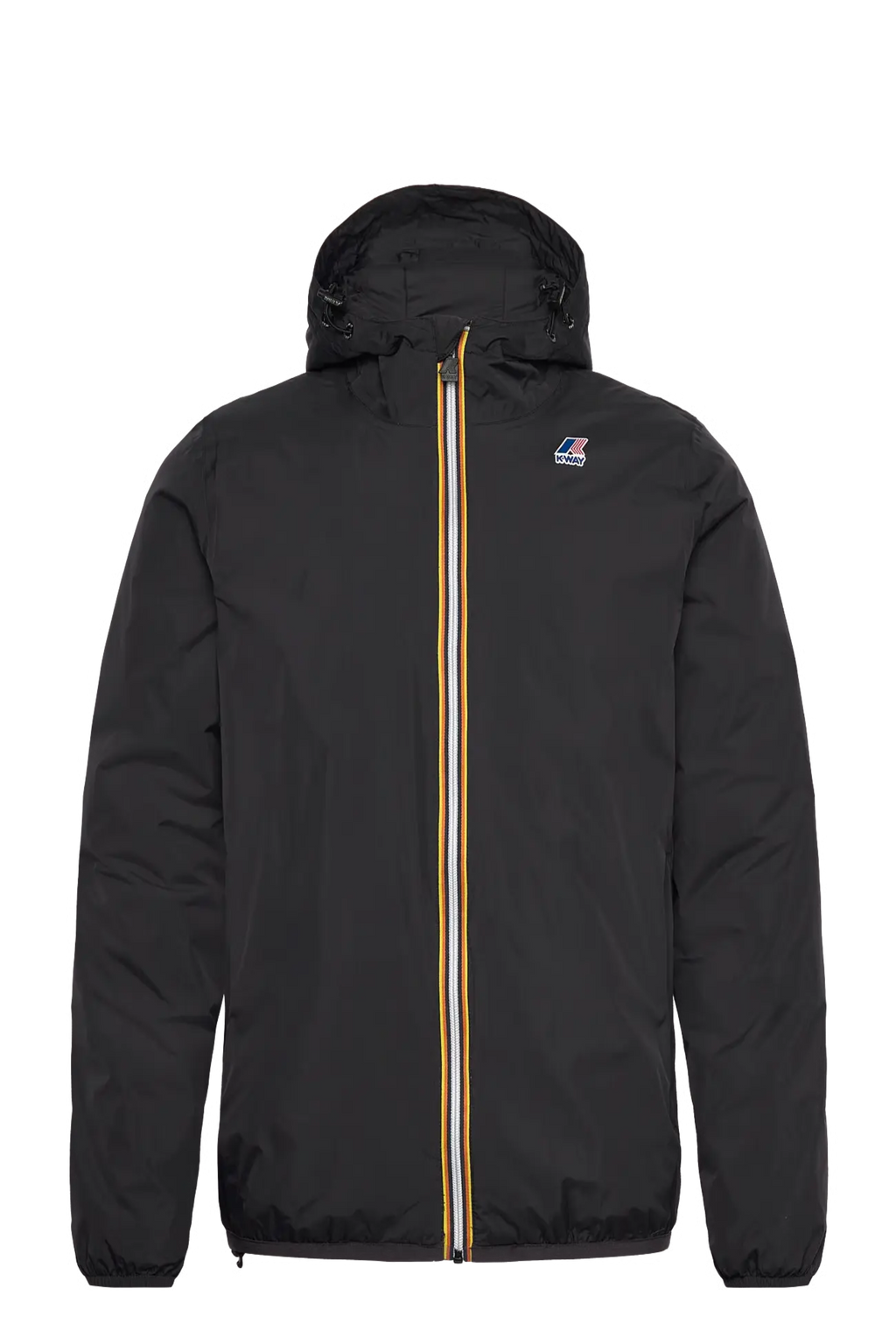 Kway, Mens Jacket, Black, Windbreaker, PrimaLoft, Side Pockets, Full Zip, Signature Zip Tape, Branded Zippers, Zip Pockets, Hooded, Drawcords, Elasticated Cuffs and Hem, Front Portrait. 