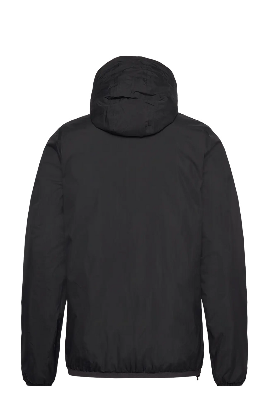 Kway, Mens Jacket, Black, Windbreaker, PrimaLoft, Side Pockets, Full Zip, Signature Zip Tape, Branded Zippers, Zip Pockets, Hooded, Drawcords, Elasticated Cuffs and Hem, Back Portrait. 