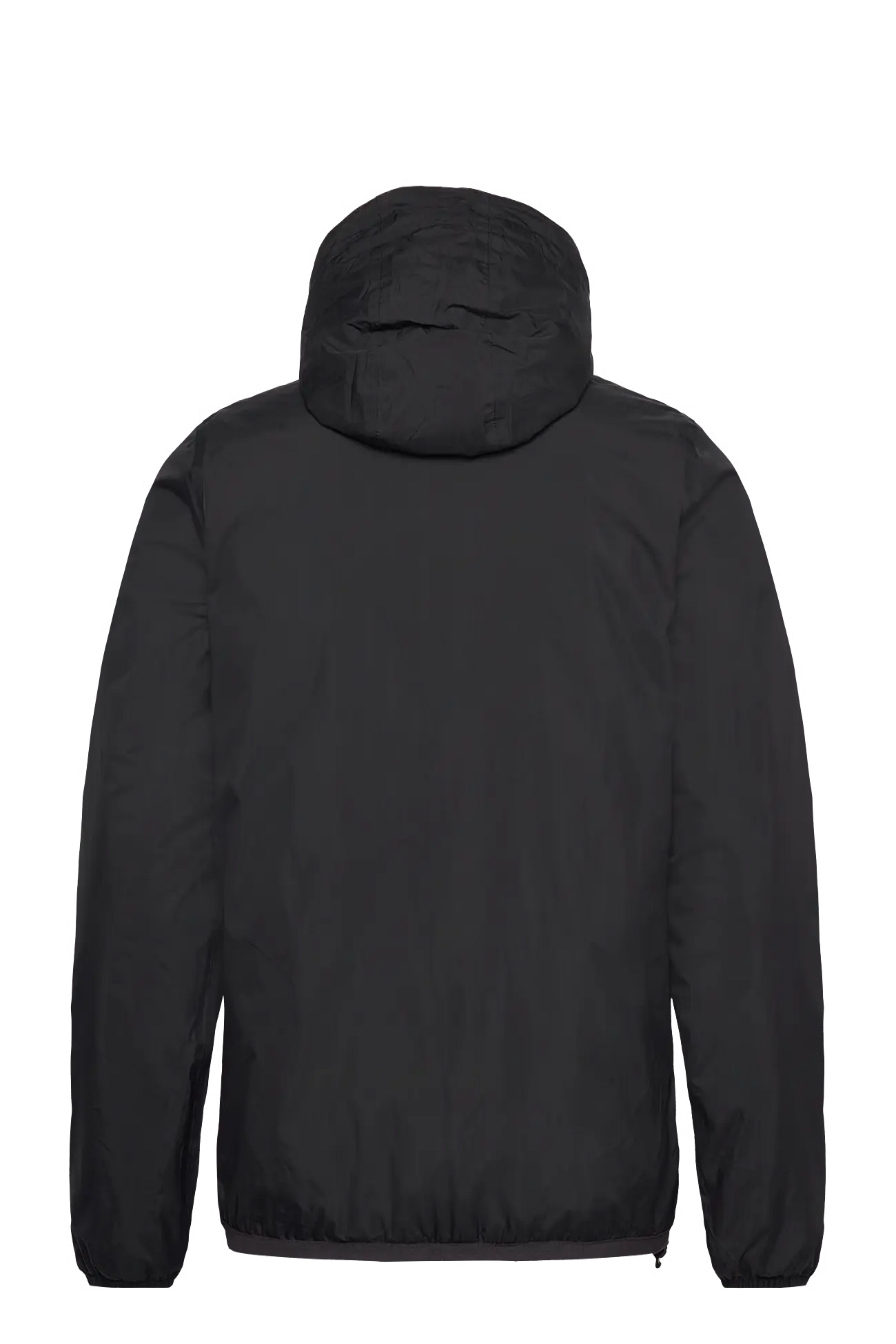 Kway, Mens Jacket, Black, Windbreaker, PrimaLoft, Side Pockets, Full Zip, Signature Zip Tape, Branded Zippers, Zip Pockets, Hooded, Drawcords, Elasticated Cuffs and Hem, Back Portrait. 
