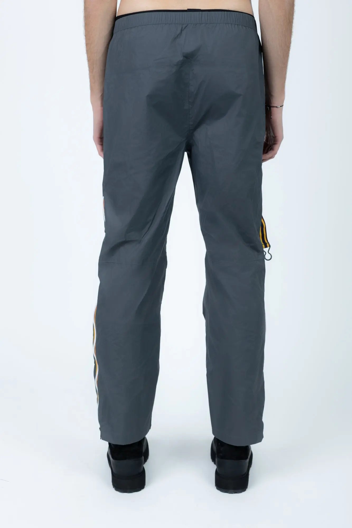 K-Way, Mens Pants, Grey, Packable, Elasticated Waistband, Side Pockets, Back Pockets, Waterproof, Windproof, Breathable, Back Portrait. 