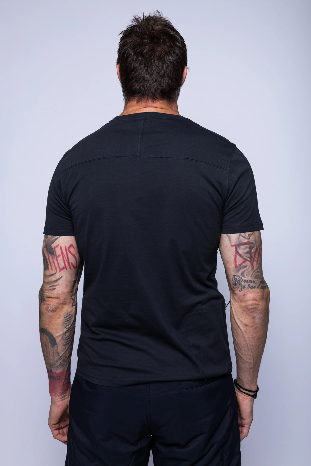 K-Way, Mens T-Shirt, Black, Cotton Jersey, 100% Cotton, Packable, Unisex, Short Sleeves, Zip Bag, Chest Logo, Back Portrait. 