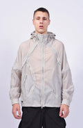 Nilmance, Mens Jacket, Transparent, Light Grey, Gray, Full Zip, Zip Ventilation Openings, Elasticated Cuffs, Cinch Hood, Drawcord Hood, Side Zip Pockets, Lightweight, Windproof, Front Portrait. 