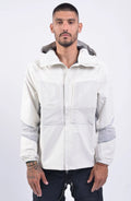 Nilmance, Mens Jacket, White, Hooded, Elasticateed Drawcord, Full Zip, Ripstop Bellows Pockets, YKK Zippers, YKK METALUXE®, YKK AQUAGUARD®, Vislon, Elasticated Cuffs, Waterproof, Windproof, Taped Seams, Laminated Fabric, Zip Pockets, Front portrait. 