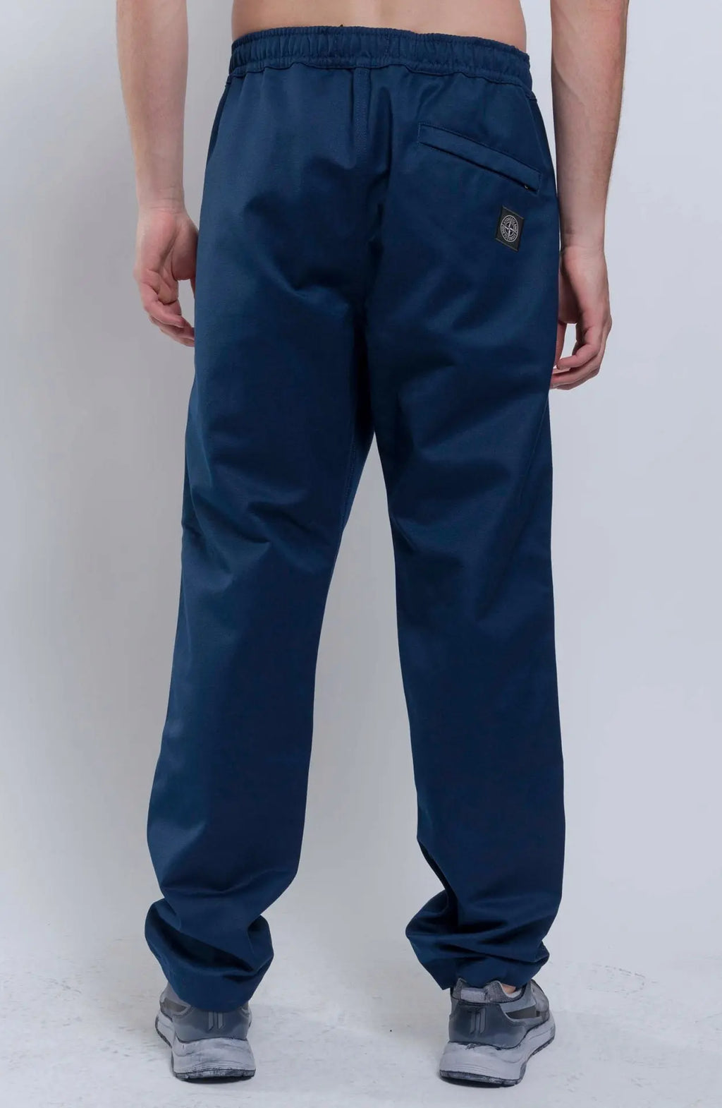 Stone Island, Male Pants, Blue Gabardine, Workwear tapered fit trousers, Back Photo