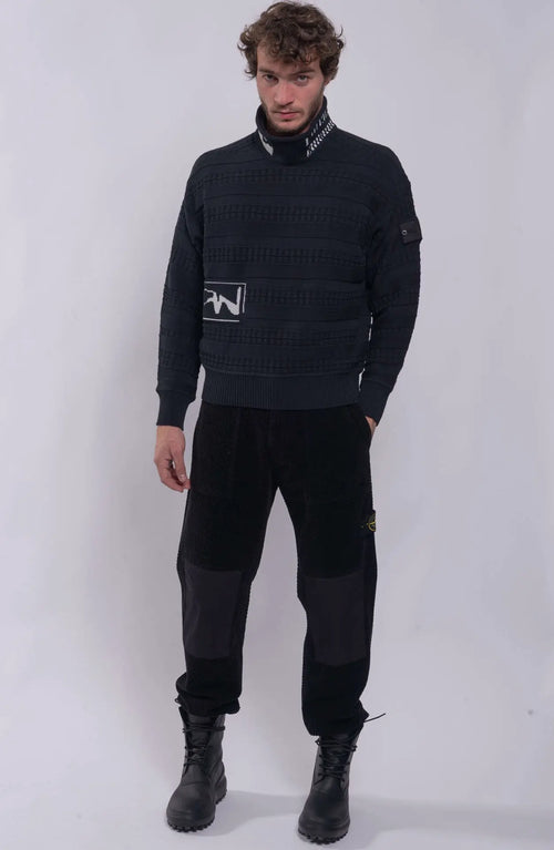 Male Knit Sweater Mock Neck - Shadow Project Chapter 1 - Stone