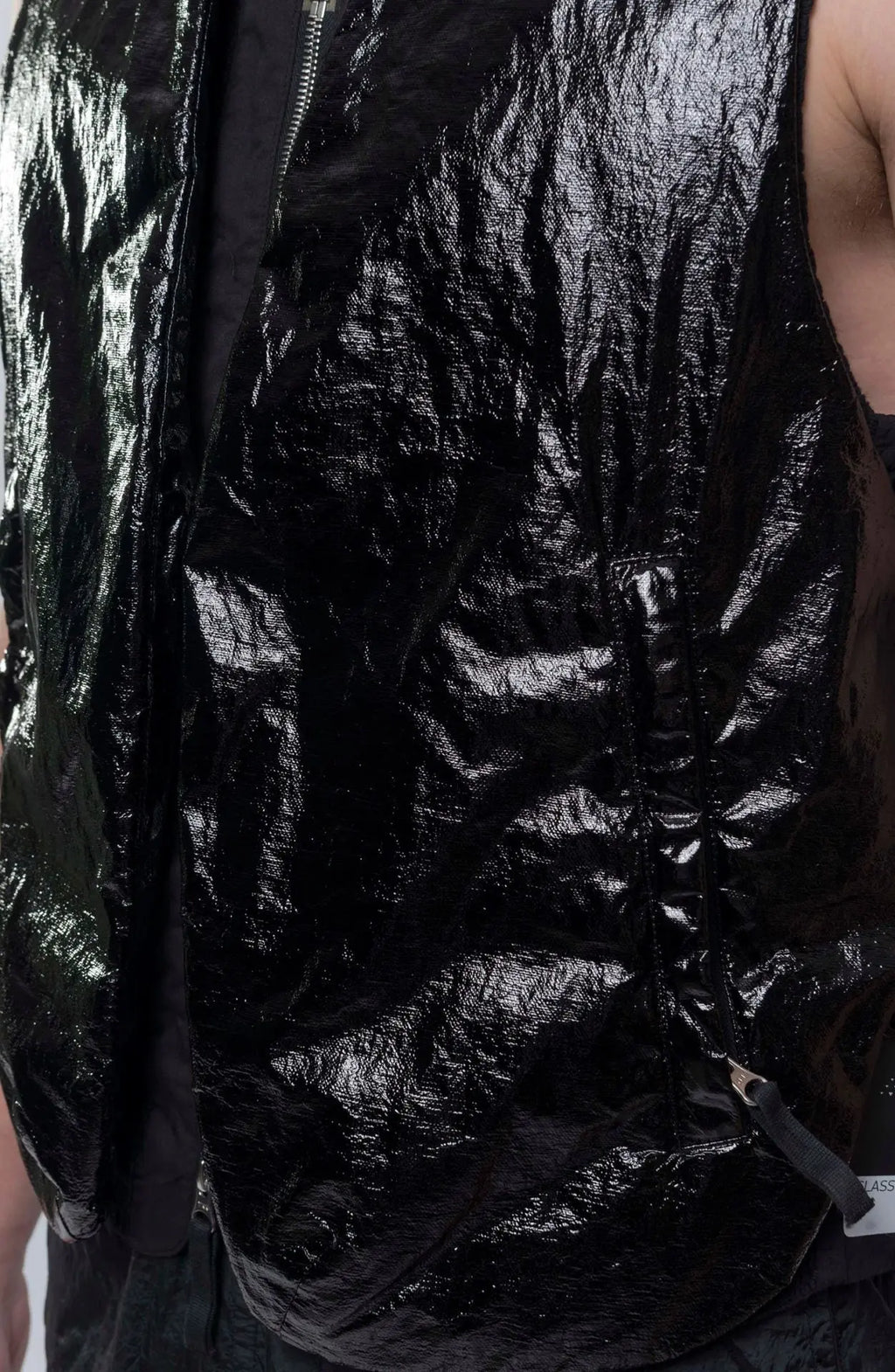 Stone Island Vest, Male, Shadow Project, Black, Fabric Close-up photograph. 