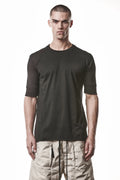 Thom Krom, Mens T-Shirt, Black, Cotton Modal Jersey, Ribbed Cuffs, Short Sleeves, Round Neck, Slim fit, Front Portrait. 