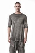 Thom Krom T-Shirt,Mens T-Shirt,Light And Stretch Modal T-Shirt,Raw Cut Hem,Crew Neck,Double Layer Short Sleeves With Tone-On-Tone Ribbed Cotton And Linen Jersey Insert,Upper Body Photo