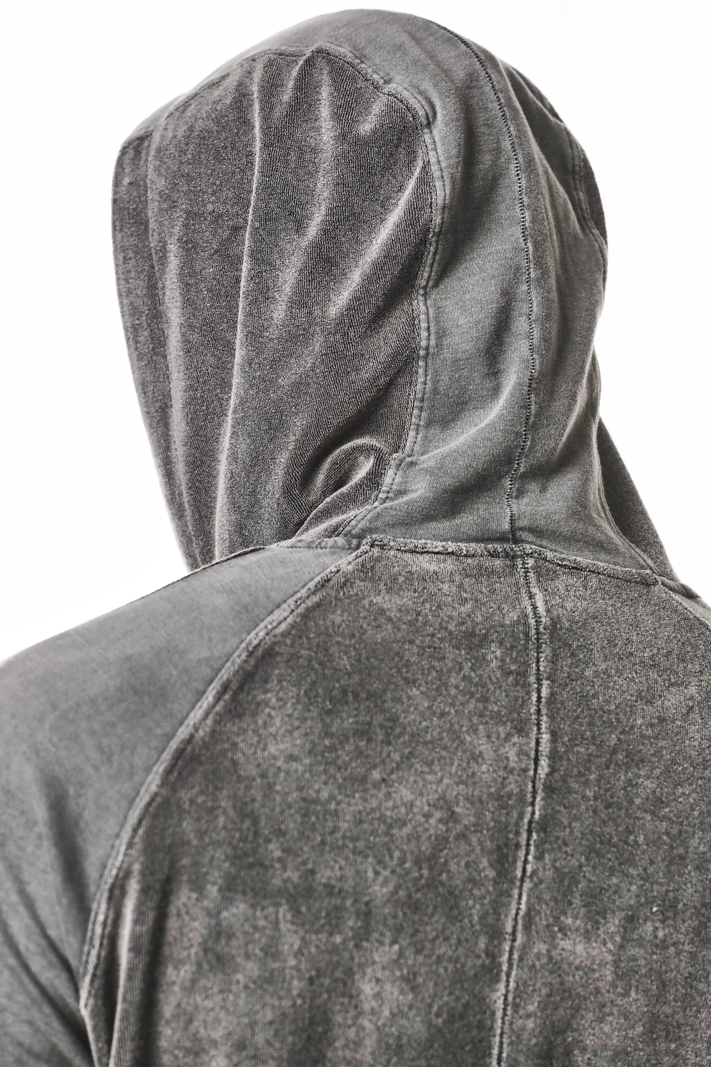 Thom Krom Hoodie,Mens Hoodie,Hood,Hood Drawstrings,Two Way Zip Closure,Slim Fit,Rib Cuffs and Hem,Used Gray Color,Exposed Seam Details On The Back,Tonal Design Stichings,Detailed Photo Of The Hood
