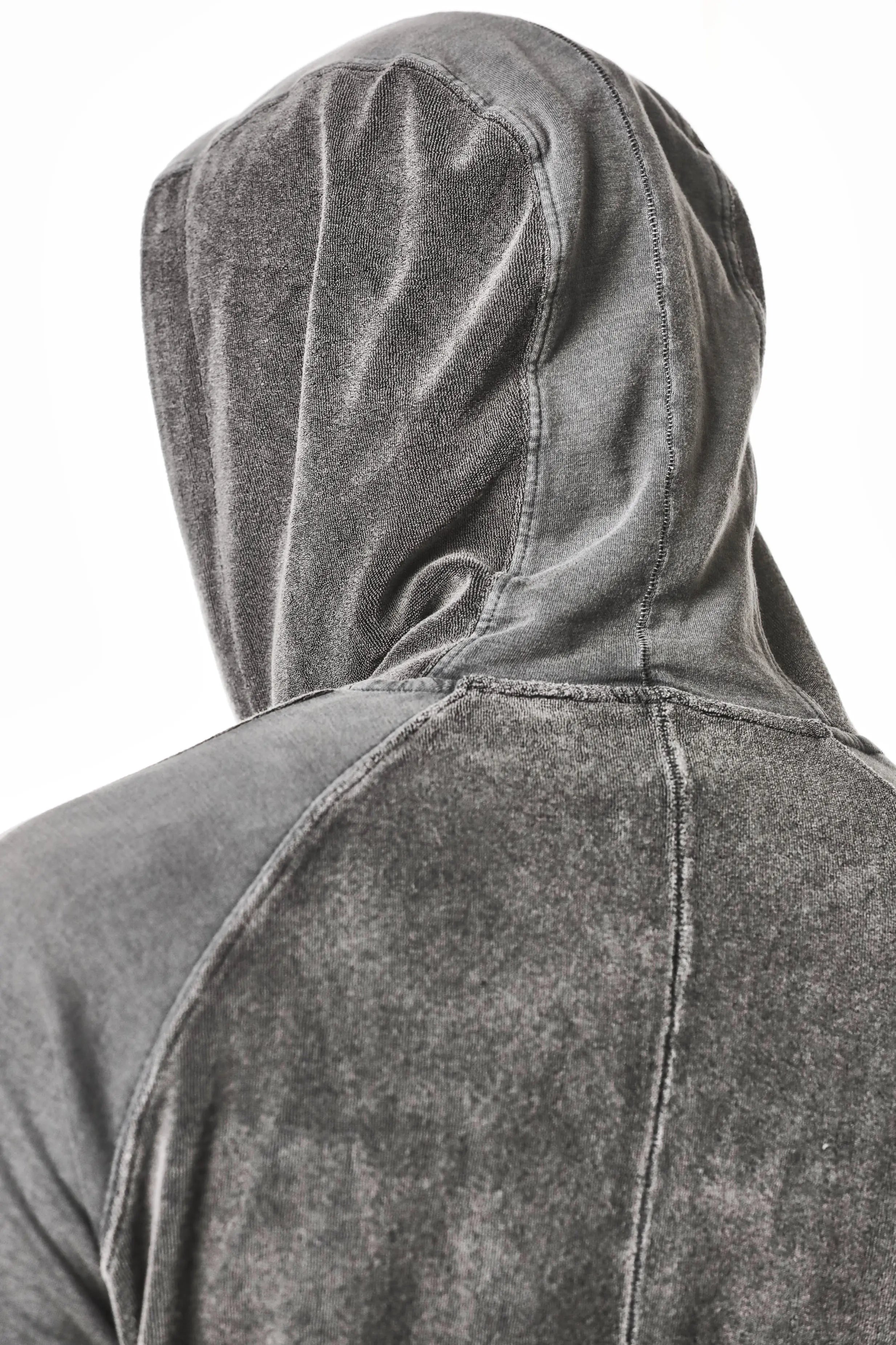 Thom Krom Hoodie,Mens Hoodie,Hood,Hood Drawstrings,Two Way Zip Closure,Slim Fit,Rib Cuffs and Hem,Used Gray Color,Exposed Seam Details On The Back,Tonal Design Stichings,Detailed Photo Of The Hood
