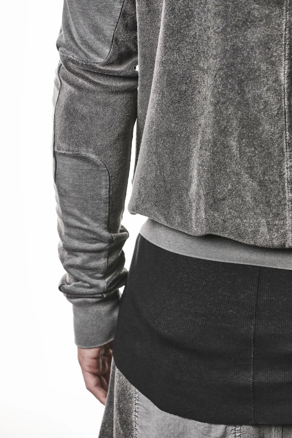 Thom Krom Hoodie,Mens Hoodie,Hood,Hood Drawstrings,Two Way Zip Closure,Slim Fit,Rib Cuffs and Hem,Used Gray Color,Exposed Seam Details On The Back,Tonal Design Stichings,Detailed Photo Of The Sleeve