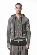 Thom Krom Hoodie,Mens Hoodie,Hood,Hood Drawstrings,Two Way Zip Closure,Slim Fit,Rib Cuffs and Hem,Used Gray Color,Exposed Seam Details On The Back,Tonal Design Stichings,Upper Body Photo