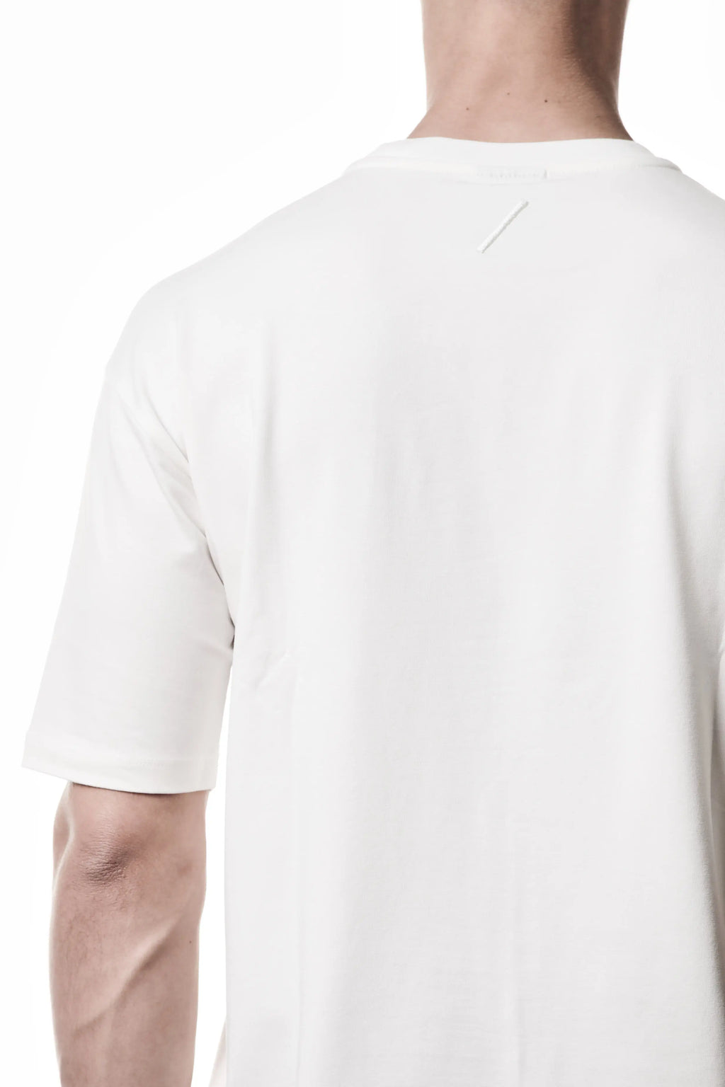 Thom Krom T-Shirt,Mens T-Shirt,Round Crewneck,Relaxed Fit,Logo Embroidery On The Back,Soft Cotton Modal Jersey In Off White,Detailed Photo Of The Back