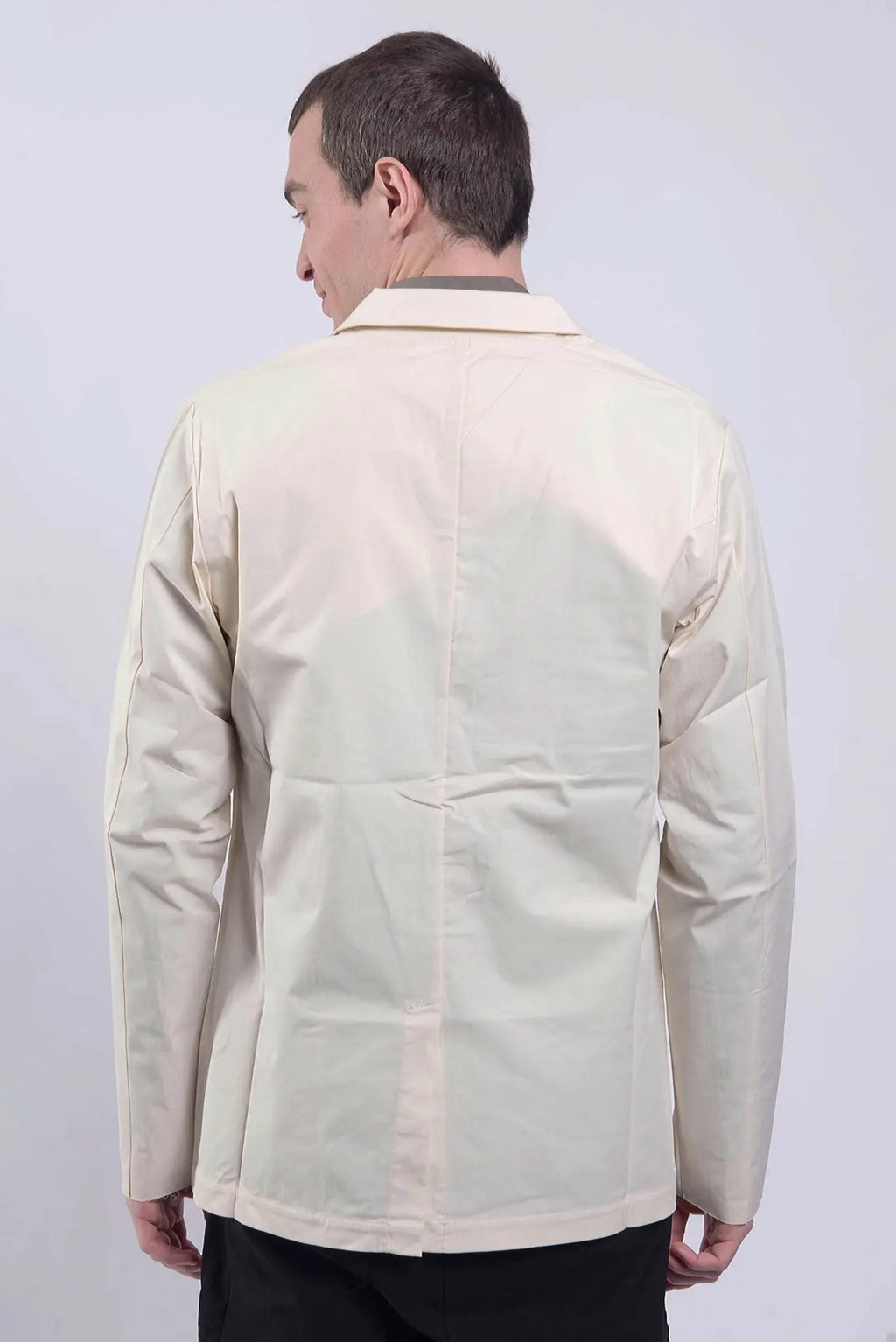 Thom Krom, Mens Blazer, Ivory, Button-Closure, V-Neck, Long Sleeves, Cotton, Polyamide, Elastane/Spandex, Bellows Pockets, Back Portrait. 