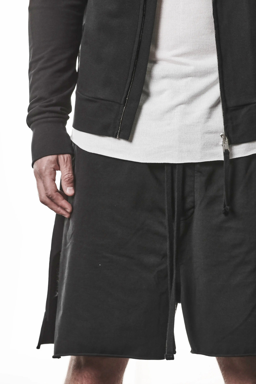 Thom Krom, Mens Jacket, Black, Two-way Zip, Full-zip, Ykk Zipper, Side Pockets, Long Sleeves, Hood, Ribbed Hem and Cuffs, Hidden Pockets, Top Length Showcase. 