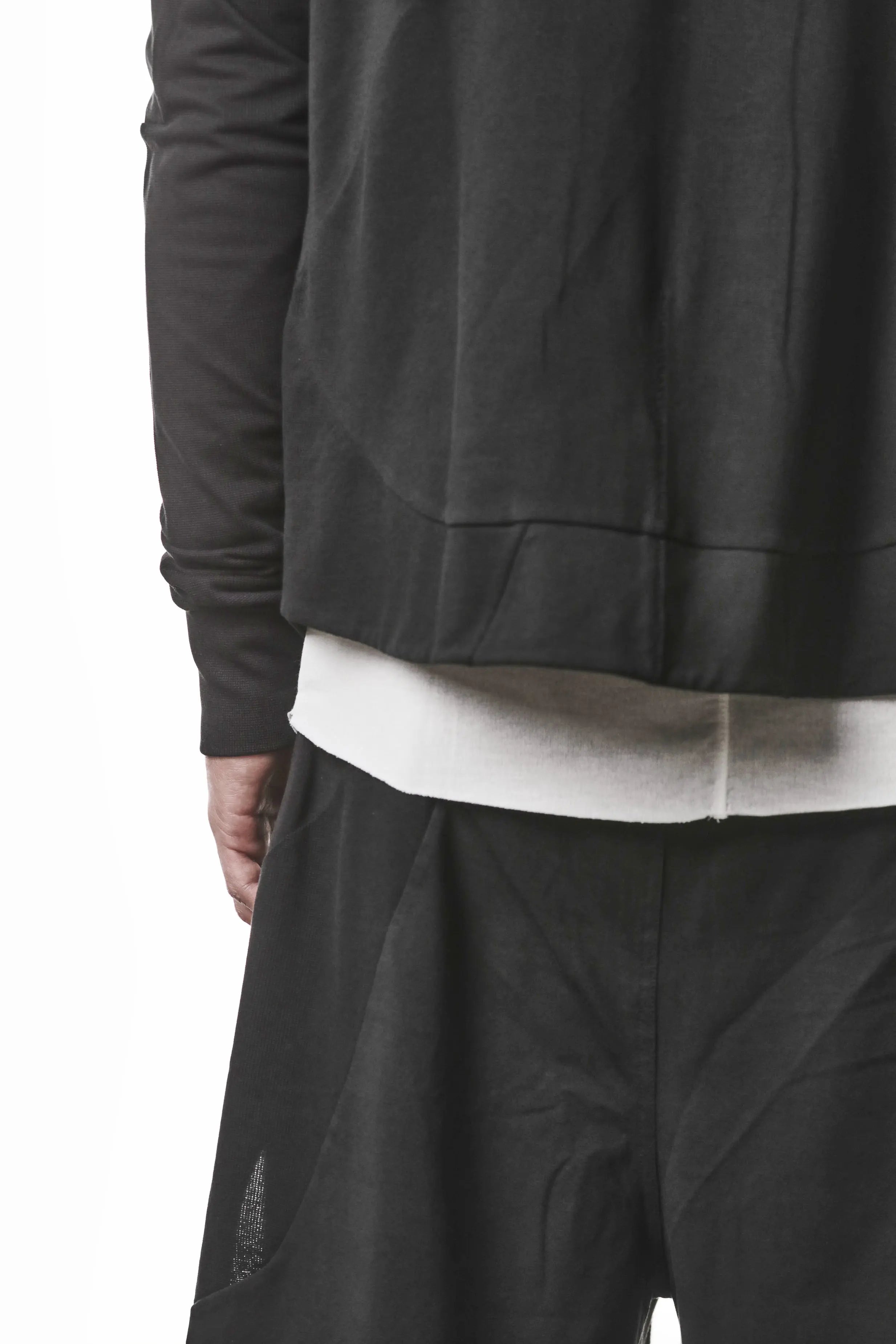 Thom Krom, Mens Jacket, Black, Two-way Zip, Full-zip, Ykk Zipper, Side Pockets, Long Sleeves, Hood, Ribbed Hem and Cuffs, Hidden Pockets, Sleeve Length Showcase. 