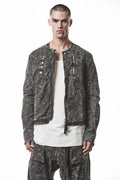 Thom Krom, Mens Jacket, Black Marble, Full-Zip, Two-Way Zipper, YKK Zippers, Zip Pockets, Functional Pockets, Side Pockets, Neck Button Closure, Long Sleeves, Front View. 